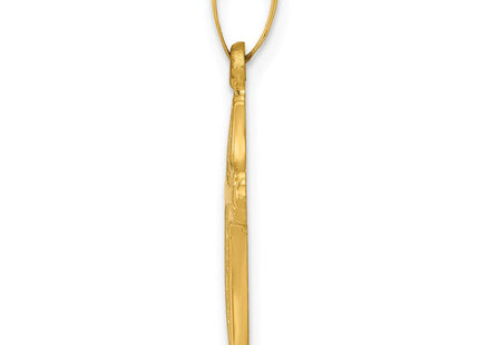 14k Polished and Textured Cross Pendant (Style XR1552)