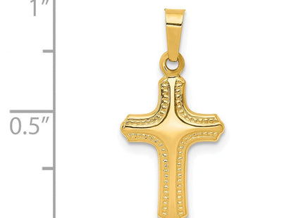 14k Polished and Textured Cross Pendant (Style XR1552)