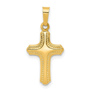 14k Polished and Textured Cross Pendant (Style XR1552)