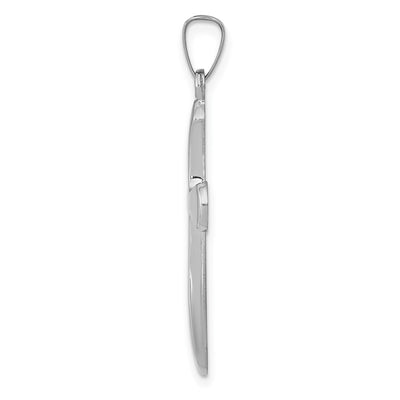 14K White Gold Polished Rounded Cross Pendant, 31.23 x 16.61mm
