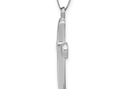 14k White Gold Polished Rounded Cross Pendant (Style XR1557)
