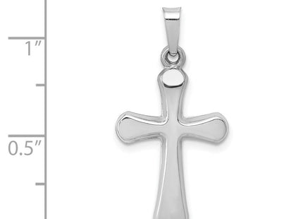 14k White Gold Polished Rounded Cross Pendant (Style XR1557)