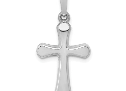 14k White Gold Polished Rounded Cross Pendant (Style XR1557)