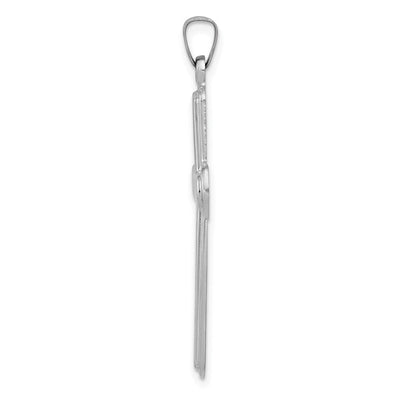 14K White Gold Polished Latin Cross Pendant, 38.46 x 21.65mm