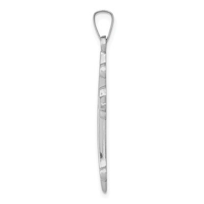 14K White Gold Polished Fleur de Lis Cross Pendant