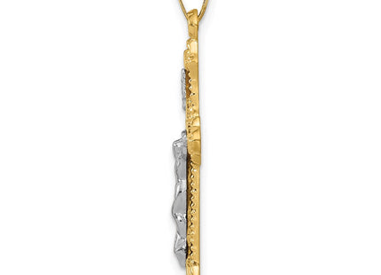 14k Two-tone Polished INRI Crucifix Pendant (Style XR1626)
