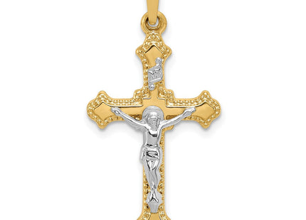 14k Two-tone Polished INRI Crucifix Pendant (Style XR1626)