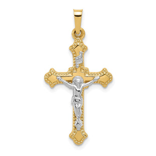 14k Two-tone Polished INRI Crucifix Pendant (Style XR1626)