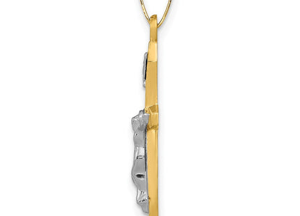 14k Two-tone Polished INRI Crucifix Pendant (Style XR1627)