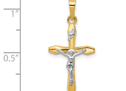 14k Two-tone Polished INRI Crucifix Pendant (Style XR1627)
