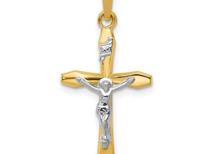 14k Two-tone Polished INRI Crucifix Pendant (Style XR1627)