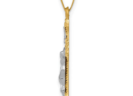 14k Two-tone Polished INRI Crucifix Pendant (Style XR1628)