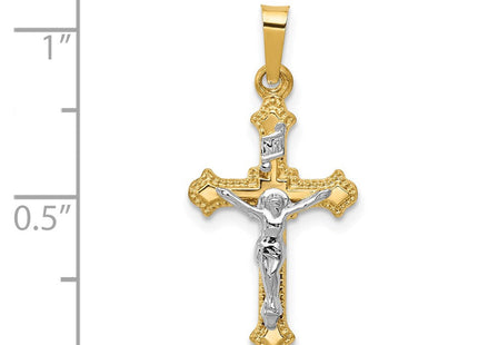 14k Two-tone Polished INRI Crucifix Pendant (Style XR1628)