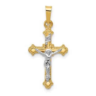 14k Two-tone Polished INRI Crucifix Pendant (Style XR1628)