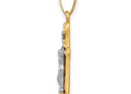 14k Two-tone Polished INRI Crucifix Pendant (Style XR1630)