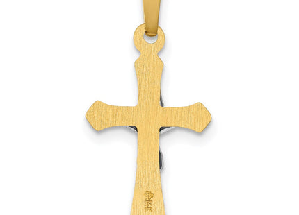 14k Two-tone Polished INRI Crucifix Pendant (Style XR1630)