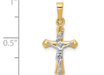 14k Two-tone Polished INRI Crucifix Pendant (Style XR1630)