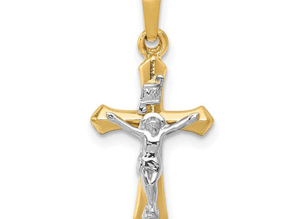 14k Two-tone Polished INRI Crucifix Pendant (Style XR1630)
