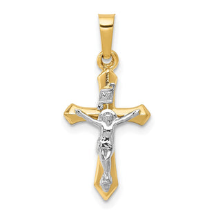 14k Two-tone Polished INRI Crucifix Pendant (Style XR1630)