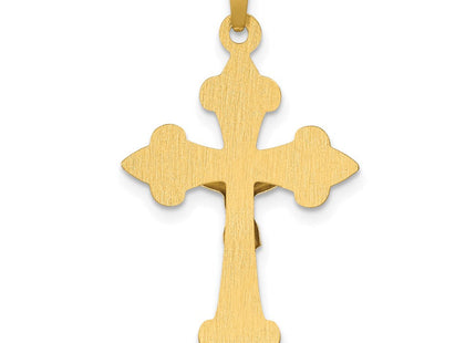14k Two-tone Polished Fleur de Lis INRI Crucifix Pendant (Style XR1634)