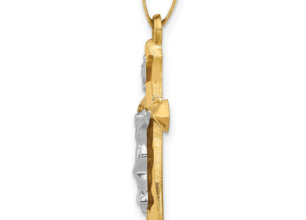 14k Two-tone Polished INRI Crucifix Pendant (Style XR1636)