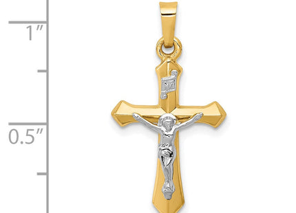 14k Two-tone Polished INRI Crucifix Pendant (Style XR1636)