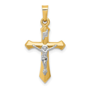 14k Two-tone Polished INRI Crucifix Pendant (Style XR1636)