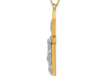 14k Two-tone Polished INRI Crucifix Pendant (Style XR1637)