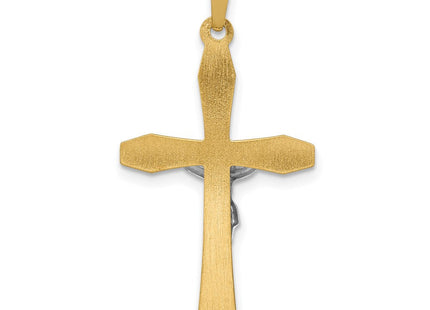 14k Two-tone Polished INRI Crucifix Pendant (Style XR1637)