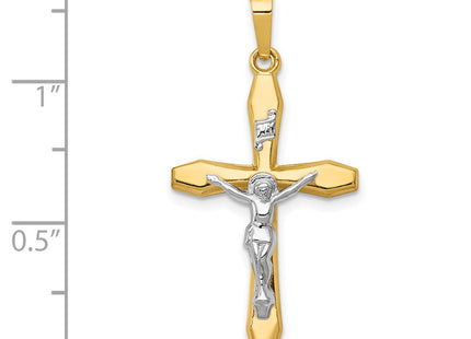 14k Two-tone Polished INRI Crucifix Pendant (Style XR1637)