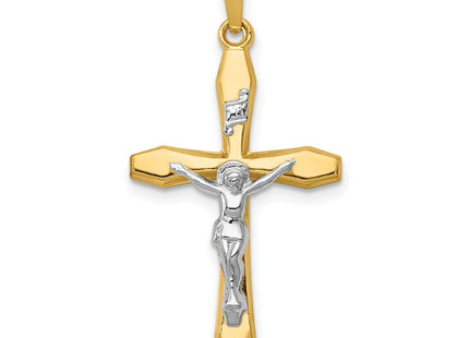 14k Two-tone Polished INRI Crucifix Pendant (Style XR1637)