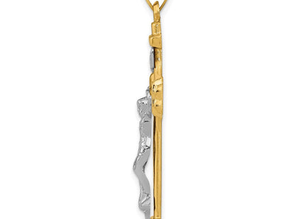 14k Two-tone Polished INRI Crucifix Pendant (Style XR1641)
