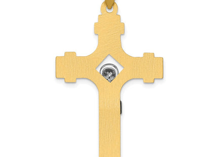 14k Two-tone Polished INRI Crucifix Pendant (Style XR1641)