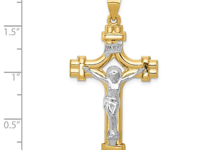14k Two-tone Polished INRI Crucifix Pendant (Style XR1641)