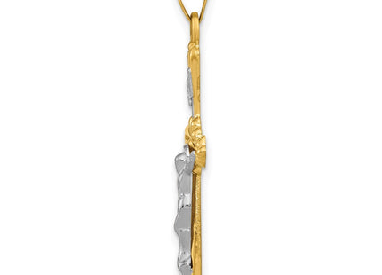 14k Two-tone Polished INRI Crucifix Pendant (Style XR1648)