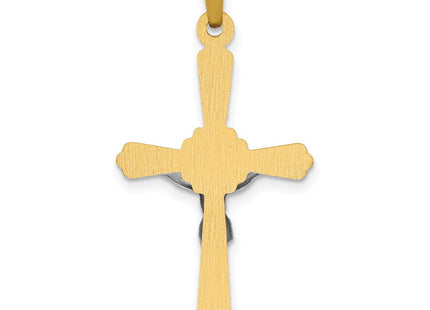 14k Two-tone Polished INRI Crucifix Pendant (Style XR1648)