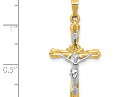 14k Two-tone Polished INRI Crucifix Pendant (Style XR1648)