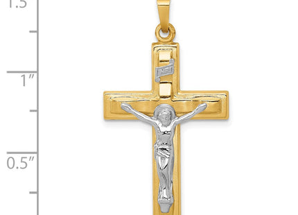 14k Two-tone Polished INRI Crucifix Pendant (Style XR1651)