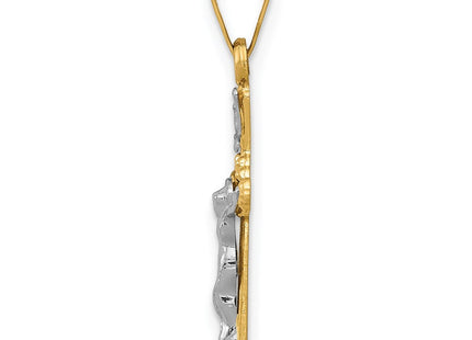 14k Two-tone Polished INRI Crucifix Pendant (Style XR1654)