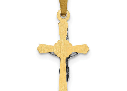 14k Two-tone Polished INRI Crucifix Pendant (Style XR1654)