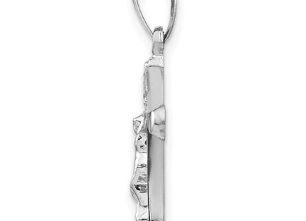 14k White Gold Polished INRI Rounded Crucifix Pendant (Style XR1656)