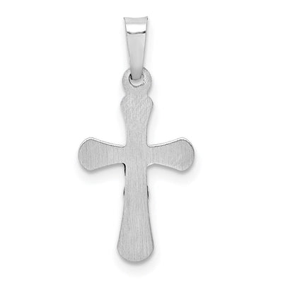 14K White Gold Polished Inri Rounded Crucifix Pendant, 23 x 11mm