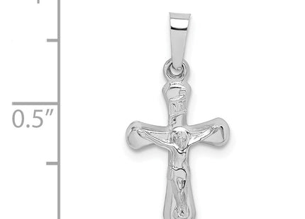 14k White Gold Polished INRI Rounded Crucifix Pendant (Style XR1656)