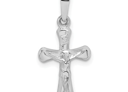 14k White Gold Polished INRI Rounded Crucifix Pendant (Style XR1656)