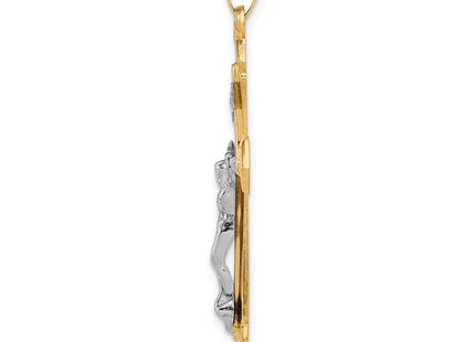 14k Two-tone Polished INRI Crucifix Pendant (Style XR1658)