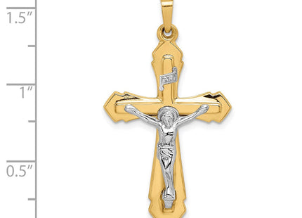 14k Two-tone Polished INRI Crucifix Pendant (Style XR1658)