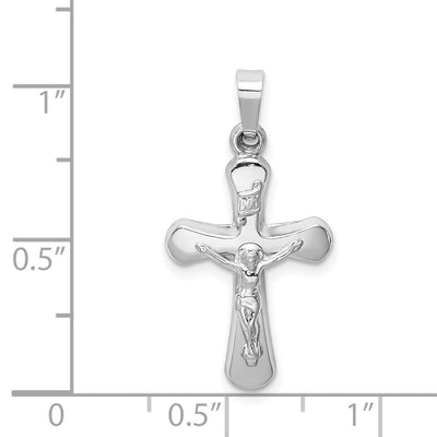14K White Gold Polished Inri Rounded Crucifix Pendant, 26.25 x 14mm