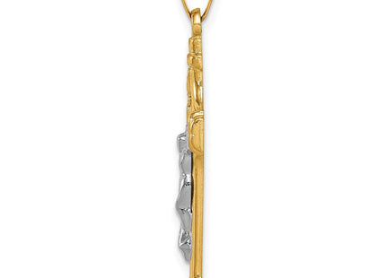 14k Two-tone Polished INRI Crucifix Pendant (Style XR1664)