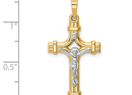 14k Two-tone Polished INRI Crucifix Pendant (Style XR1664)