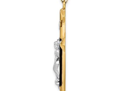 14k Two-tone Polished INRI Crucifix Pendant (Style XR1667)